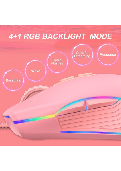 Oyun Ofis Çalışanı Için Rgb Arkadan Aydınlatmalı 4 Dpı Ergonomik Kablolu Fare - Tip C(Yurt Dışından)