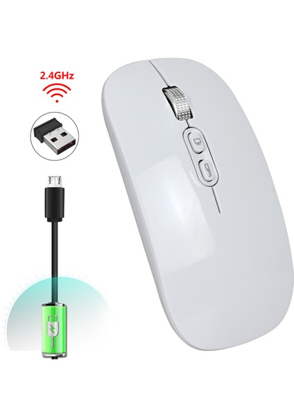 Hxsj M103 USB Kablosuz Bilgisayar Fare 2.4g Alıcı Ultra Ince Ayarlanabilir Dpı Optik Fare - Beyaz