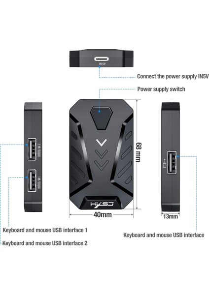 A883 Kablolu Rgb Oyun Faresi V100 35 Tuşları Tek El Oyun Klavyesi P8 Taşınabilir Android Klavye Fare Dönüştürücü Kombinasyonu(Yurt Dışından)