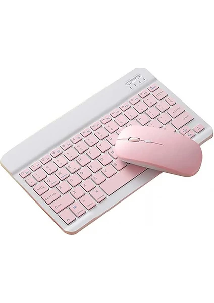 Klavye Mouse Combo, SK-030 10 Inç Bt Klavye ve Fare Seti 78 Tuşlu Mini Klavye Android/ıos/windows Için 2.4g Sınıf 3 Dpı Ayarlanabilir Bt Fare Pembe(Yurt Dışından)