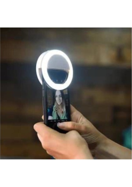 Genx Selfie Işığı 3 Kademeli LED Aydınlatma Telefon Aparatı - Pembe