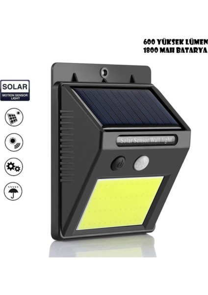 Solar Bahçe Aydınlatma 48 Ledli Fotoselli Güneş Enerjili Bahçe Lambası Hareket Sensörlü