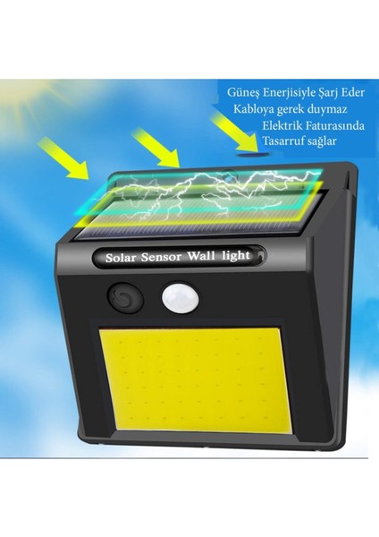 Solar Bahçe Aydınlatma 48 Ledli Fotoselli Güneş Enerjili Bahçe Lambası Hareket Sensörlü