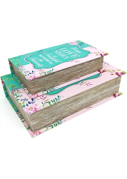 Kutu Kitap Love Story 2'li Set Kitap Kutusu Dekoratif Hediyelik modelleri