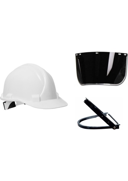 Vidalı Beyaz Barete Monte Yüz Koruyucu Kaynak Siperliği