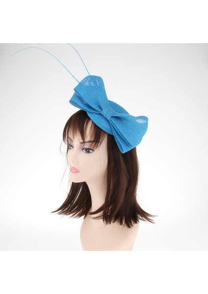 Kraliyet Bowknot Fascinators Derby Hat Kokteyl Düğün Partisi Kafa Klibi - Lake Lake Blue (Yurt Dışından)