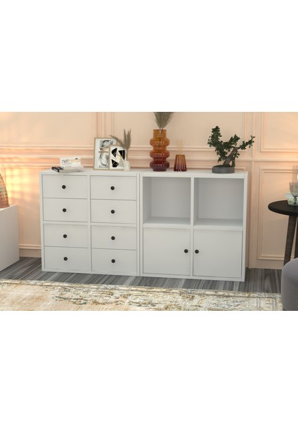 Rafli Dolapli Çekmeceli Sifonyer Beyaz 130 cm SFN-1029-Ç fiyatları