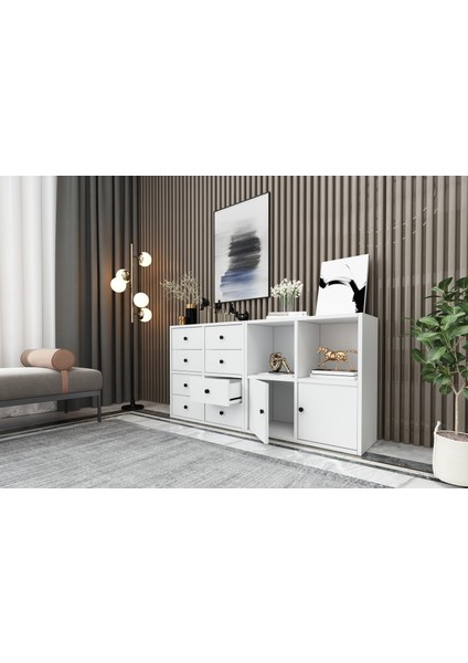 Rafli Dolapli Çekmeceli Sifonyer Beyaz 130 cm SFN-1029-Ç modelleri
