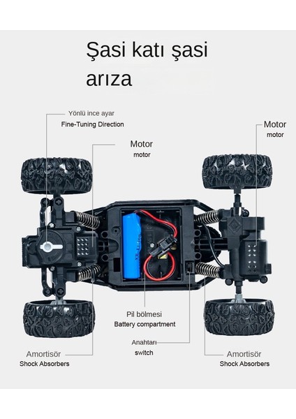 Wonderful Day Şarj Edilebilir Yüksek Hızlı Alaşım Tırmanma Arazi Aracı Kablosuz Uzaktan Kumandalı Araba Araba 1:20 4WD Çocuk Oyuncak (Yurt Dışından)