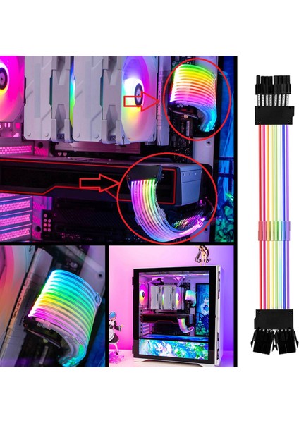 1 Pc Psu Pc Kabloları Gpu Kabloları Gpu Uzatma Anakart Uzantısı Rgb Kablosu PC2X8 Pın (Yurt Dışından)