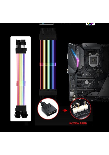 1 Pc Psu Pc Kabloları Gpu Kabloları Gpu Uzatma Anakart Uzantısı Rgb Kablosu PC2X8 Pın (Yurt Dışından)