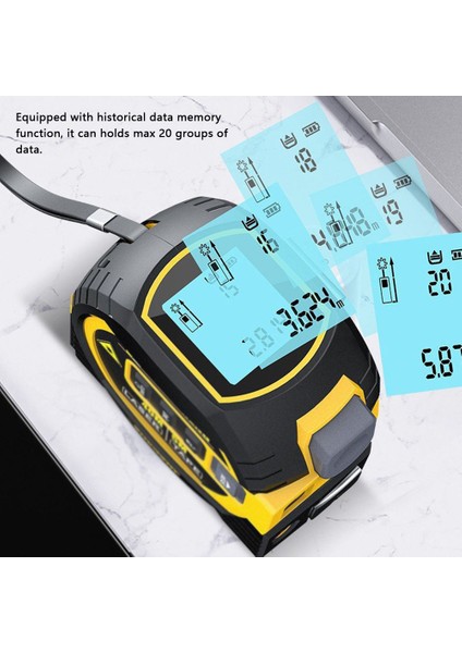 3in1 Lazer Mesafe Ölçer 5m Mezura Cetvel Arka Işıklı (Yurt Dışından)