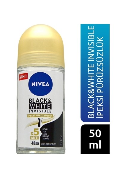 Nıvea Roll-On Kadın Invisible Black&White Ipeksi 50ml X 6 Adet