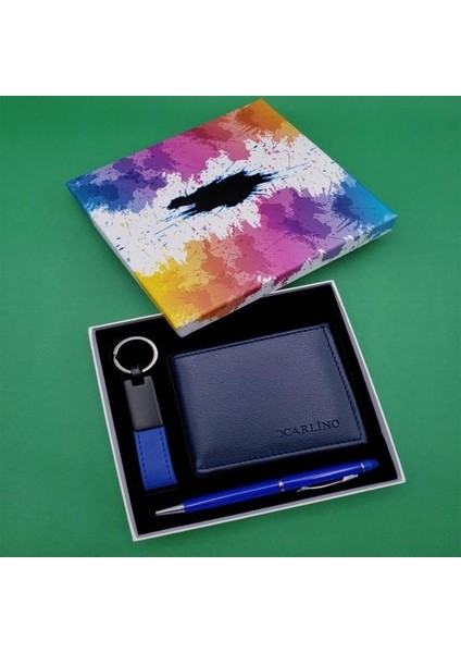 Easy Toptan Kalem Anahtarlık Cüzdan Mavi Set Dekoratif Hediyelik