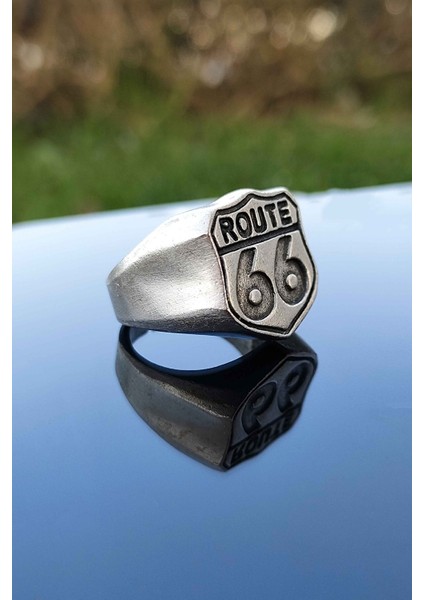 Klasik Route 66 Model Gümüş Kaplama Ayarlanabilir Erkek Yüzük modelleri