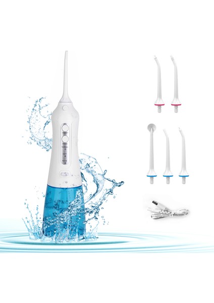 5 Jet Uçlu Akülü Su Flosser 3 Modu Profesyonel 300ML (Yurt Dışından)