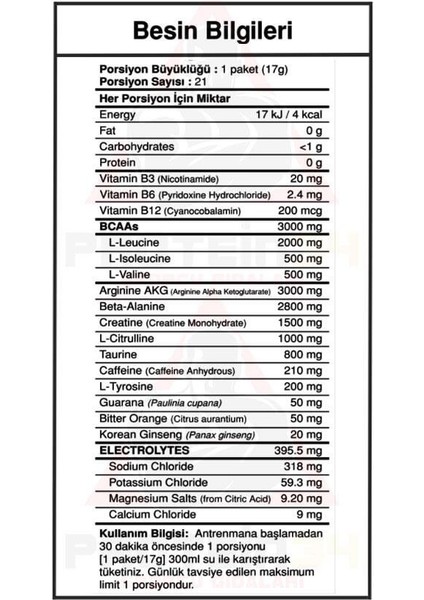 Predator Go Pre Workout Mix Aroma 21 Paket Servis fiyatları
