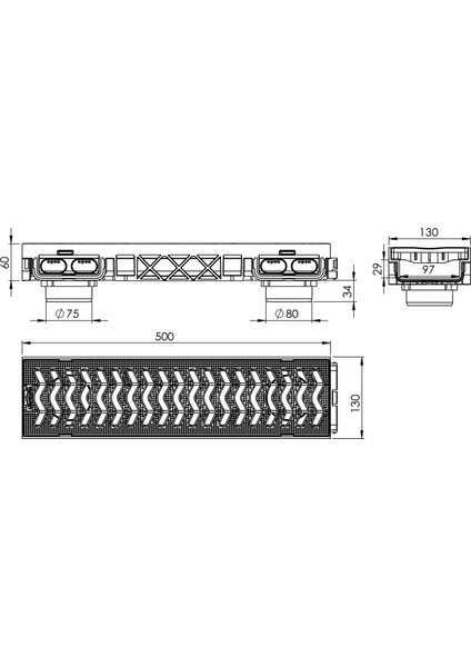 130X60X500MM Drenaj Kanalı