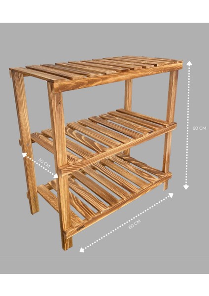 Ahşap 3 Katlı Ayakkabılık Masif YKMMOB117