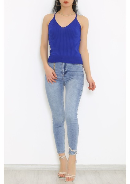 Arkası Çapraz Triko Bluz Saks - 6060.352.