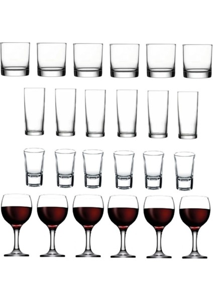 Bardak Seti Takımı 24 Prç. Rakı Viski Shot Bardağı Kadeh Seti