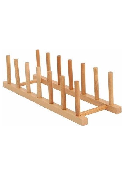 Dekoratif 6'lı Doğal Ahşap Tabak Koyma Standı Ahşap Tabaklık 1