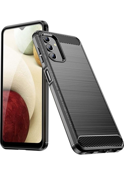 Samsung Galaxy A13 5g Brushed Carbon Fiber Silikon Kılıf - Siyah