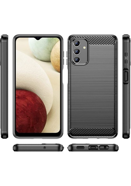 Samsung Galaxy A13 5g Brushed Carbon Fiber Silikon Kılıf - Siyah