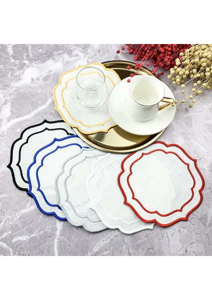 6 Renk Çift Sargı Nakışlı 6'lı Kokteyl Peçetesi