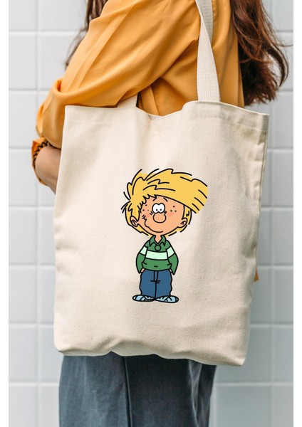 Çınar Kanvas Alışveriş Torbası Bej Renk Baskılı 35x40x8 cm Çok Amaçlı Kullanım