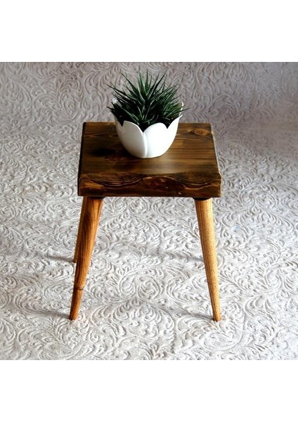 Doğal Ağaç Masif Köşeli Yan Sehpa ( Ağaç Ayak )