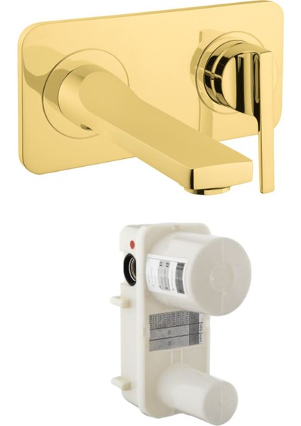 Vitra Suit L A4248623 Ankastre Lavabo Bataryası Seti, Altın