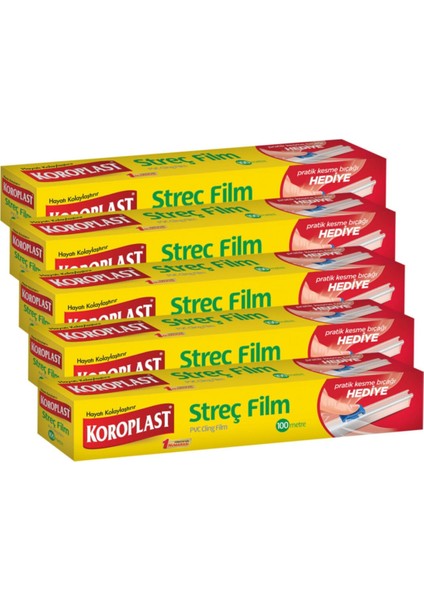 Streç Film 100 Metre Kesme Bıçağı Birlikte 5'li