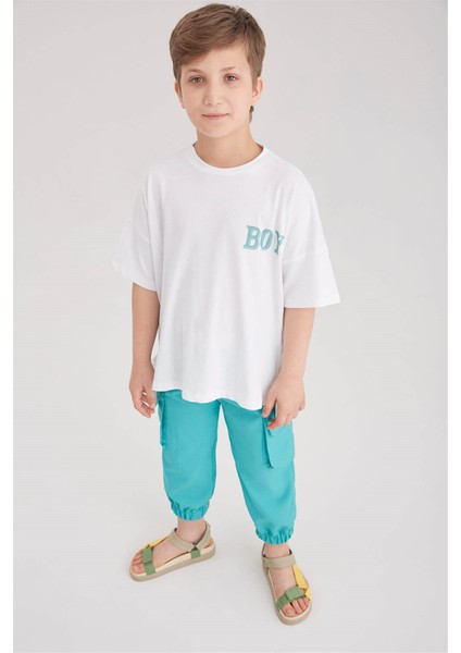 Erkek Çocuk Ikili Takım T-Shirt - Kargo Pantolon (Mint) modelleri