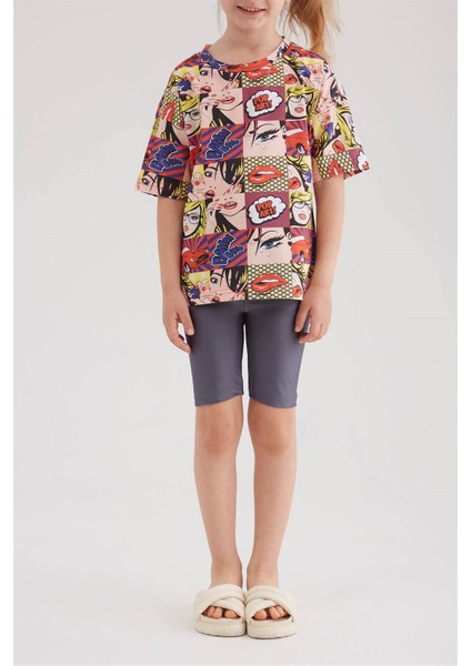 Kız Çocuk Disco Biker Tayt (Antrasit)