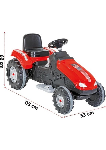 Kırmızı Mega Traktör 12 Volt Akülü +3 Yaş