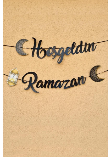 Hoşgeldin Ramazan Kaligrafi Banner Ipe Dizili Ramazan Süsü