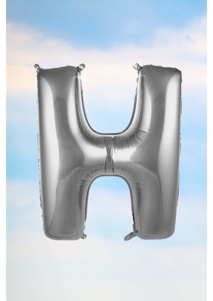 H Harfi Gümüş Folyo Balon 100 cm 40 Inç 1 Metre Silver