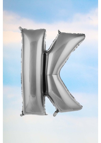 K Harfi Gümüş Folyo Balon 100 cm 40 Inç 1 Metre Silver
