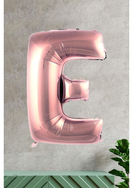E Harfi Rose Gold Folyo Balon 100 cm 40 Inç 1 Metre Baş Harf Balon