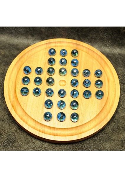 Masif Ahşaptan Misketli Solitaire Oyunu (Peg Solitaire)