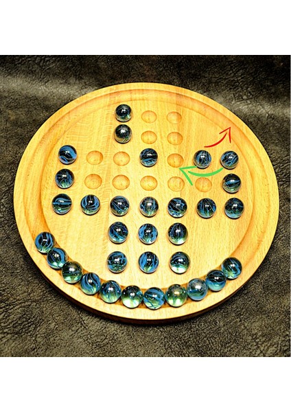 Masif Ahşaptan Misketli Solitaire Oyunu (Peg Solitaire)