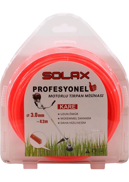 Solax Tırpan Misina Kare Dört Köşe 3 mm x 43 Metre Misinası