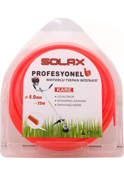 Solax Tırpan Misina Kare Dört Köşe 4 mm x 25 Metre Misinası