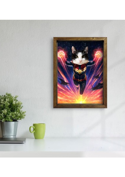 Evcil Dostlara Özel Süper Kahraman Tasarımlı Portre Doğal Masif Ahşap Çerçeveli Tablo 30X40CM-1 modelleri