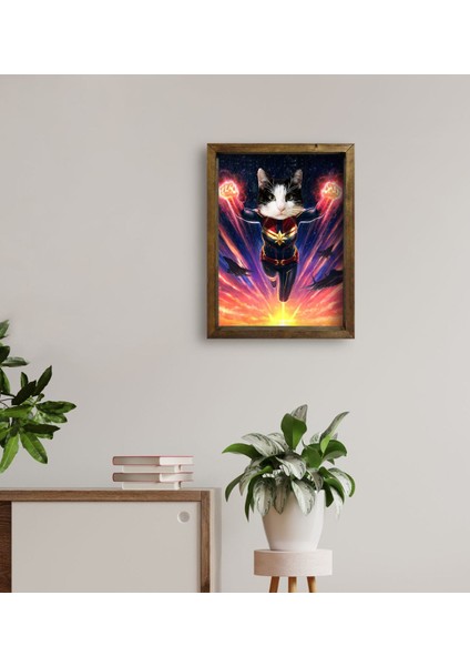 Evcil Dostlara Özel Süper Kahraman Tasarımlı Portre Doğal Masif Ahşap Çerçeveli Tablo 30X40CM-1 fırsatları