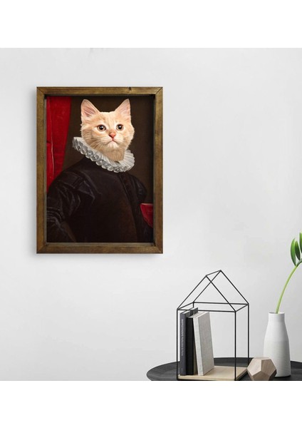 Evcil Dostlara Özel Portre Doğal Masif Ahşap Çerçeveli Tablo 45X65CM-38
