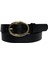 Deri Gold Oval Tokalı Siyah Ince Kadın Kemeri 3 cm 2