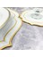 Gold Altın Renkli Çift Sargı Nakışlı 2 Parça Set Amerikan Servis ve Kokteyl Peçetesi 2