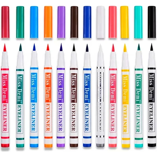 Wenolg Demi 12'li Renkli Eyeliner & Pen 12 Color Eyeliner
